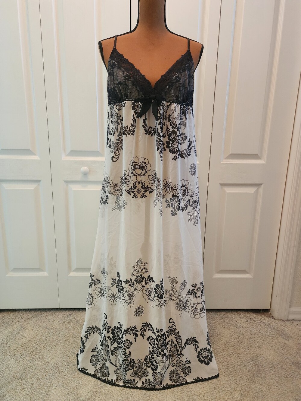 Romantic Coquette Whimsygoth Fairy Sheer Floral Lace Maxi Dress Nightgown Large